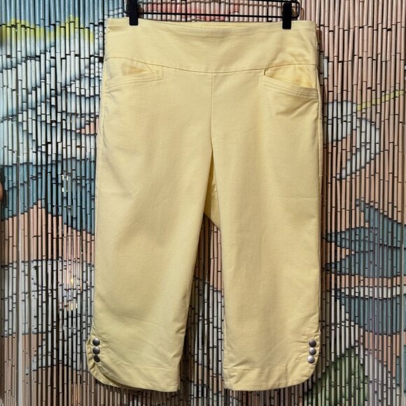 NAPA VALLEY Stretch Twill Cotton Blend Capri Pant with Pockets, Yellow, 12 - Picture 1 of 9